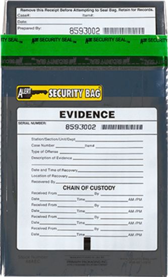 Alert Security Antistatic Evidence Bag with tamper evident technology.