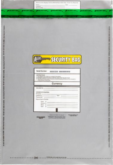 Alert Security bank deposit bag with tamper evident technology.