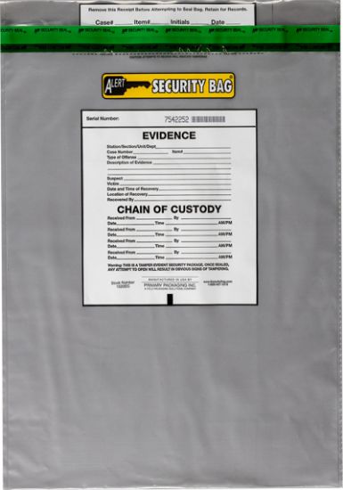 Picture of Clear - Alert Evidence Bag   15 x 20  25/cs