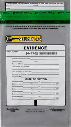 Picture of Clear - Alert Evidence Bag   6 x 9 100/cs