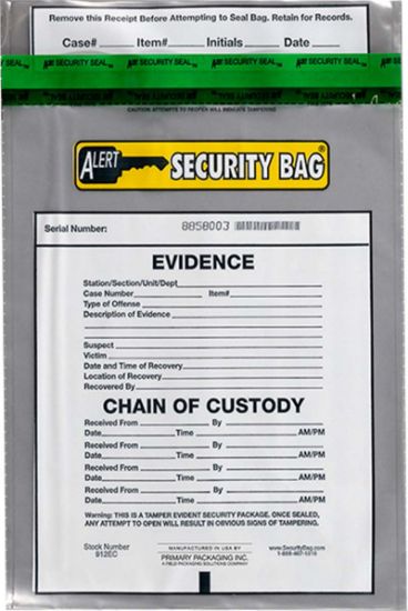 Picture of Clear - Alert Evidence Bag   9 x 12  25/cs