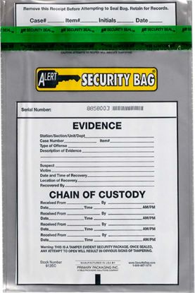 Picture of Clear - Alert Evidence Bag  9 X 12 250/cs
